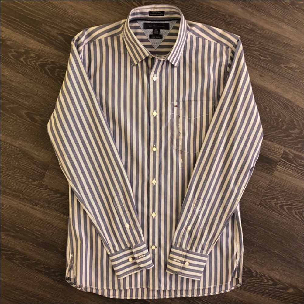 NEW Tommy Hilfiger Mens Button Down 80’s 2 Ply Fabric Size Small